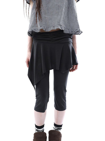 ang project Dark Gray Asymmetric Faux Two Piece Skirt Overlay Women&