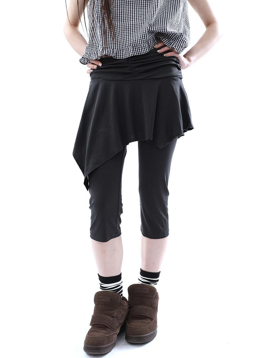 ang project Dark Gray Asymmetric Faux Two Piece Skirt Overlay Women&