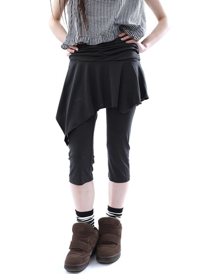 ang project Dark Gray Asymmetric Faux Two Piece Skirt Overlay Women&
