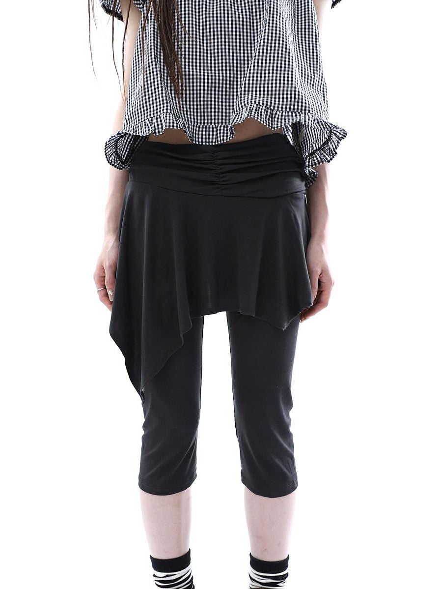 ang project Dark Gray Asymmetric Faux Two Piece Skirt Overlay Women&