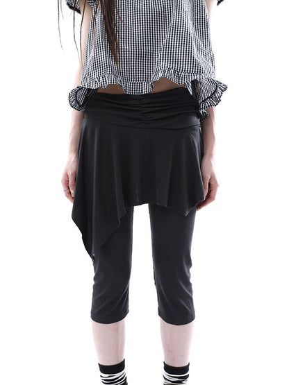 ang project Dark Gray Asymmetric Faux Two Piece Skirt Overlay Women&