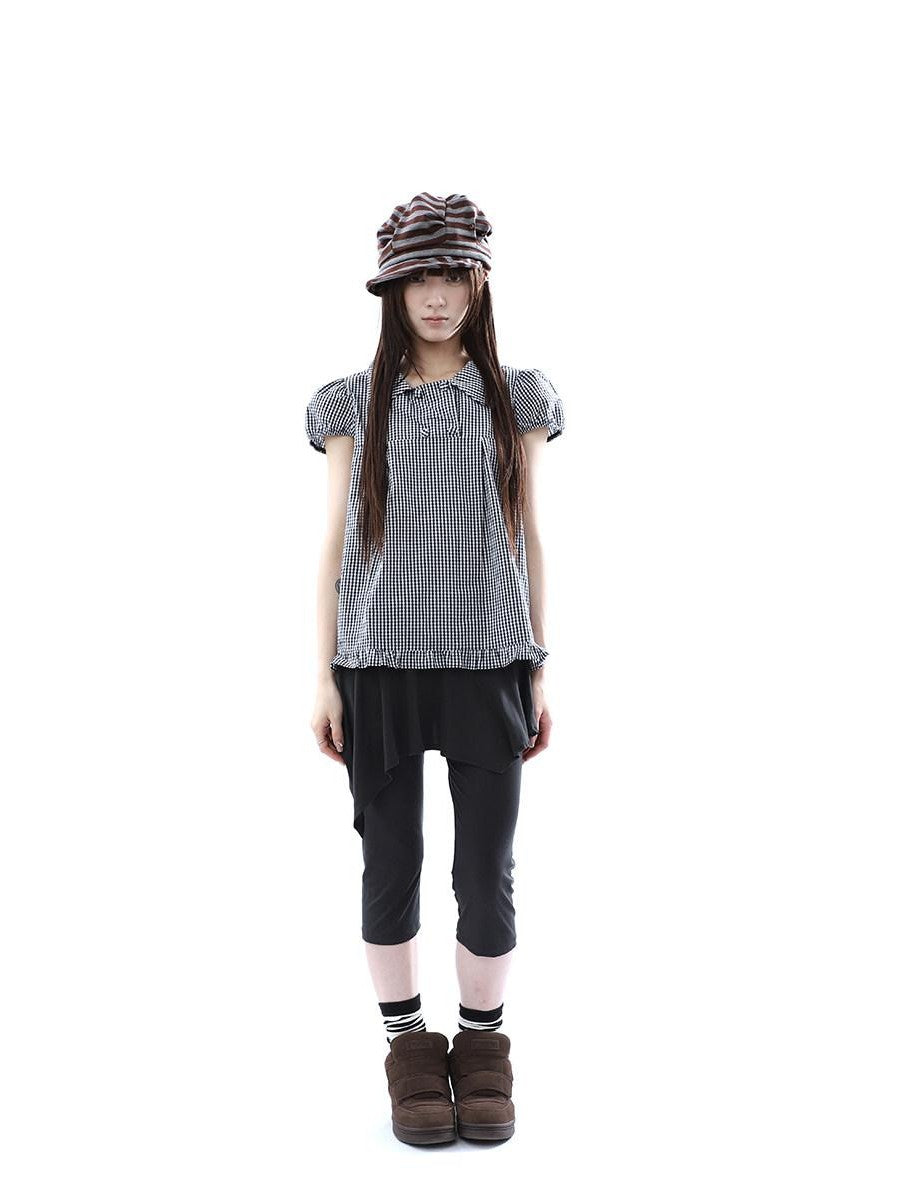 ang project Dark Gray Asymmetric Faux Two Piece Skirt Overlay Women&