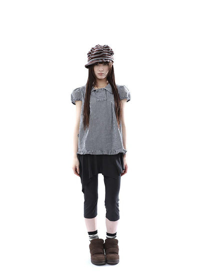 ang project Dark Gray Asymmetric Faux Two Piece Skirt Overlay Women&