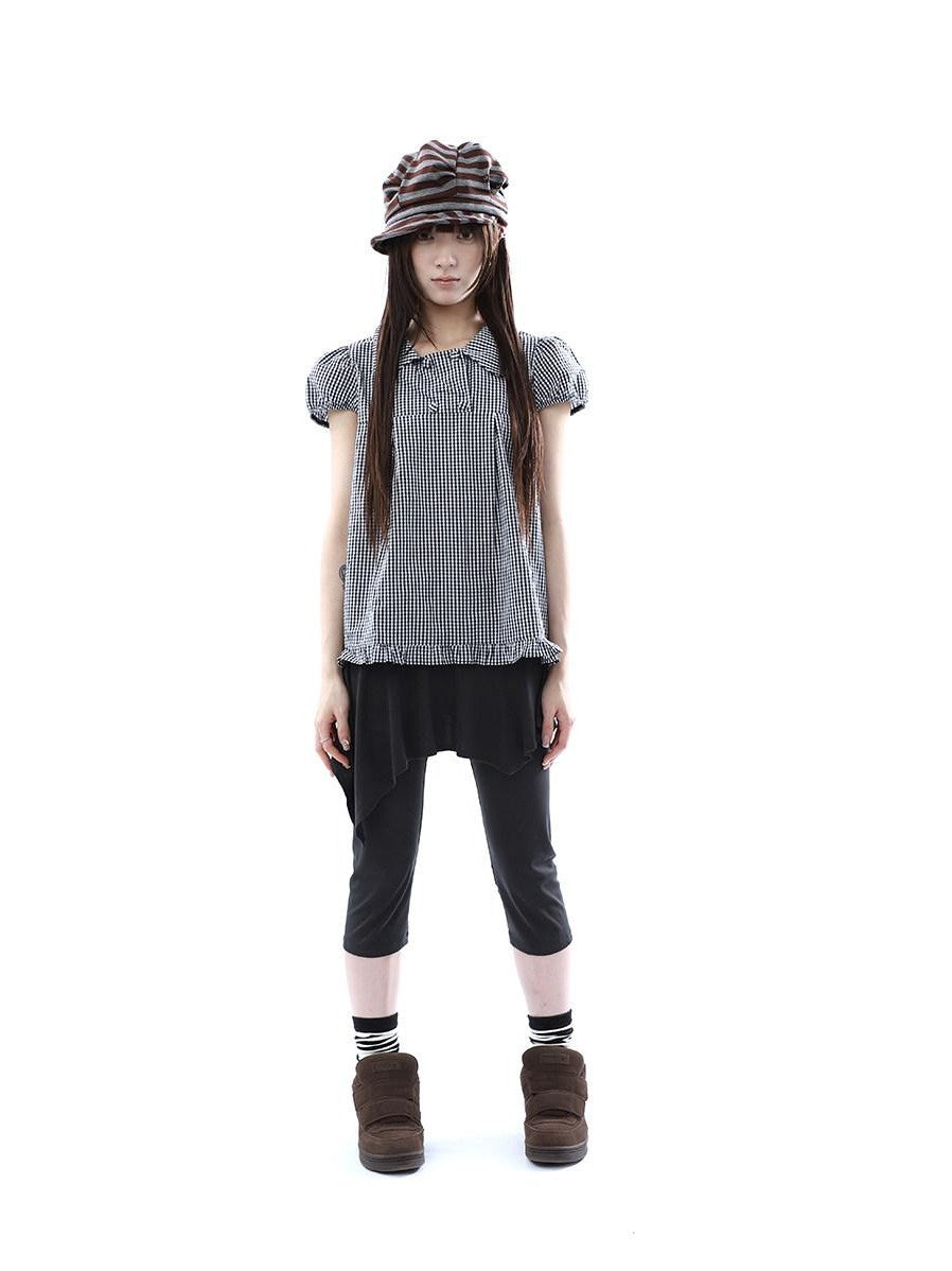 ang project Dark Gray Asymmetric Faux Two Piece Skirt Overlay Women&