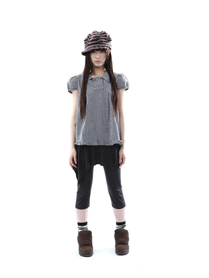 ang project Dark Gray Asymmetric Faux Two Piece Skirt Overlay Women&