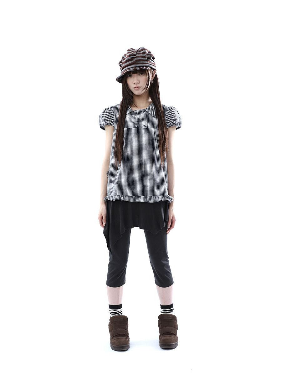 ang project Dark Gray Asymmetric Faux Two Piece Skirt Overlay Women&