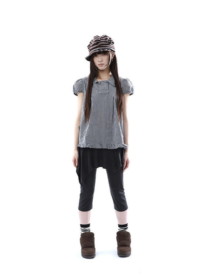 ang project Dark Gray Asymmetric Faux Two Piece Skirt Overlay Women&