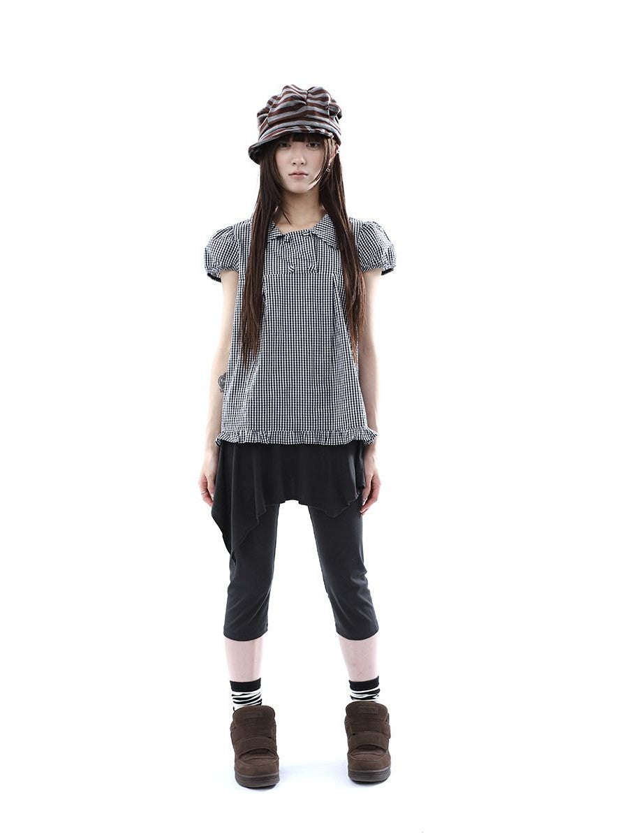 ang project Dark Gray Asymmetric Faux Two Piece Skirt Overlay Women&