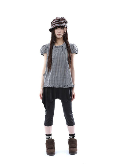 ang project Dark Gray Asymmetric Faux Two Piece Skirt Overlay Women&