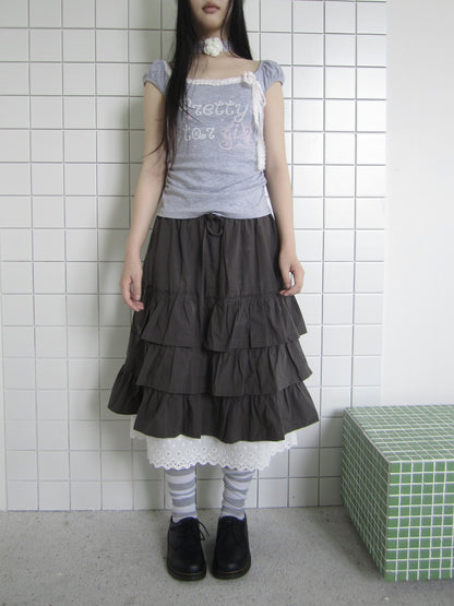 ang_project_Dark_Gray_Lace_Cutout_Patchwork_Elastic_Waist_Women&
