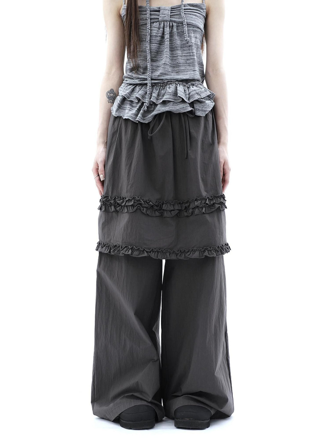 ang project Deep Gray Lettuce Edge Spliced Layered Utility Women&