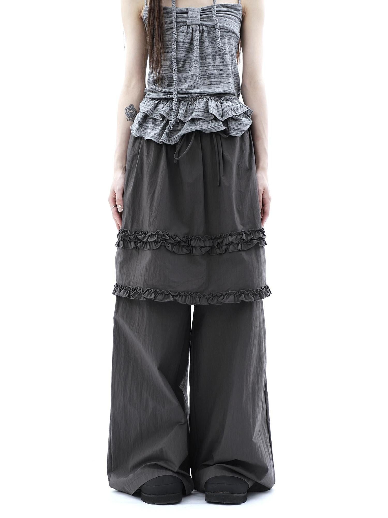 ang project Deep Gray Lettuce Edge Spliced Layered Utility Women&