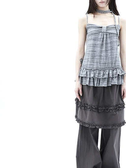 ang project Deep Gray Lettuce Edge Spliced Layered Utility Women&