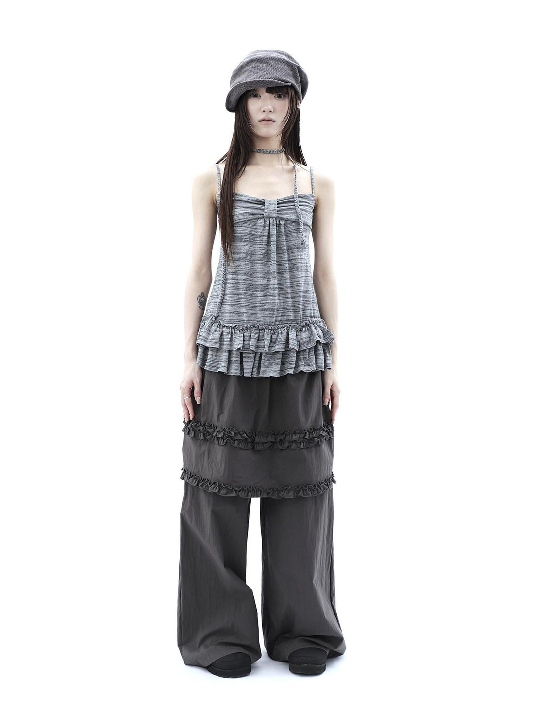 ang project Deep Gray Lettuce Edge Spliced Layered Utility Women&