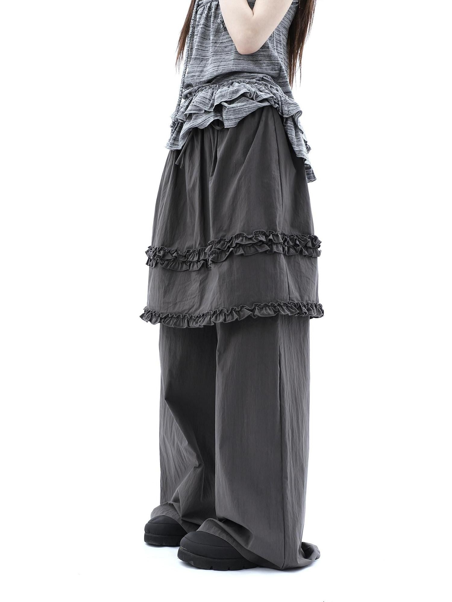 ang project Deep Gray Lettuce Edge Spliced Layered Utility Women&