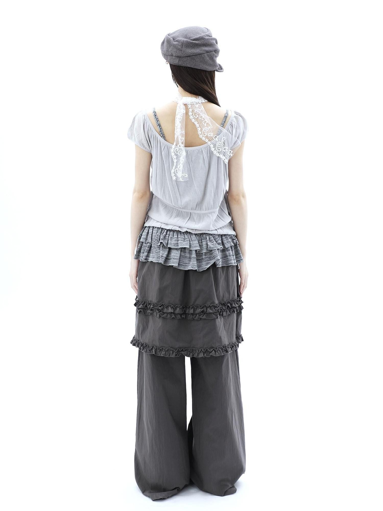ang project Deep Gray Lettuce Edge Spliced Layered Utility Women&