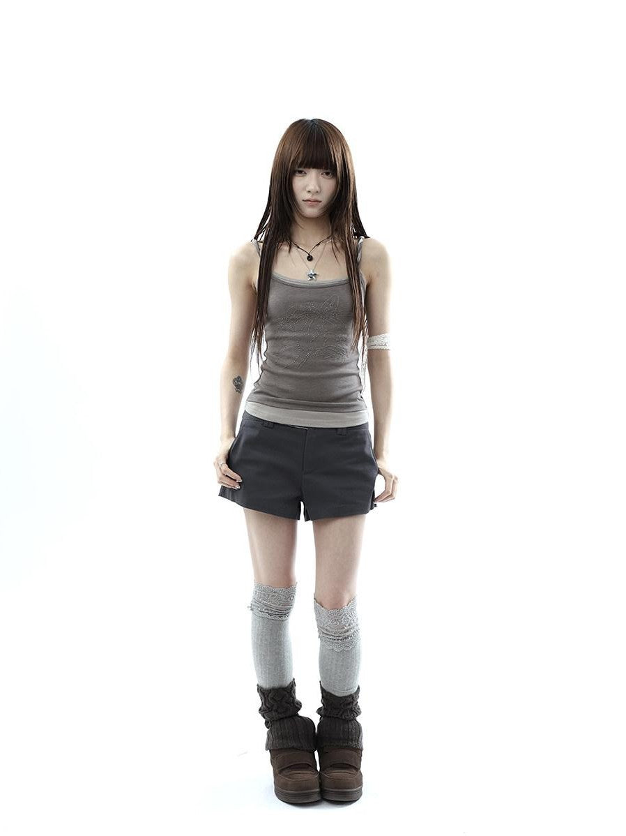 ang project Deep Gray Single Button Slimming Straight Women&