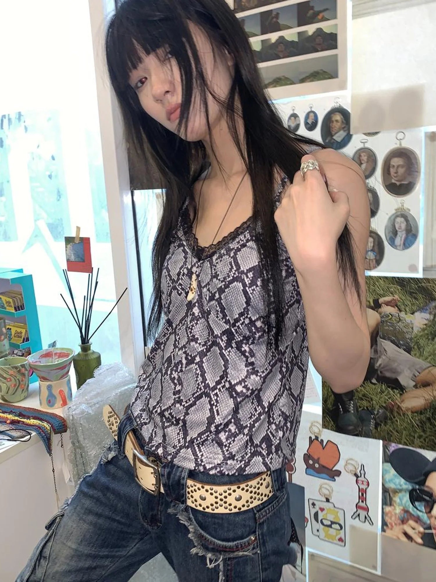 Distressed Hooded Crop Top With Off Shoulder Cutouts