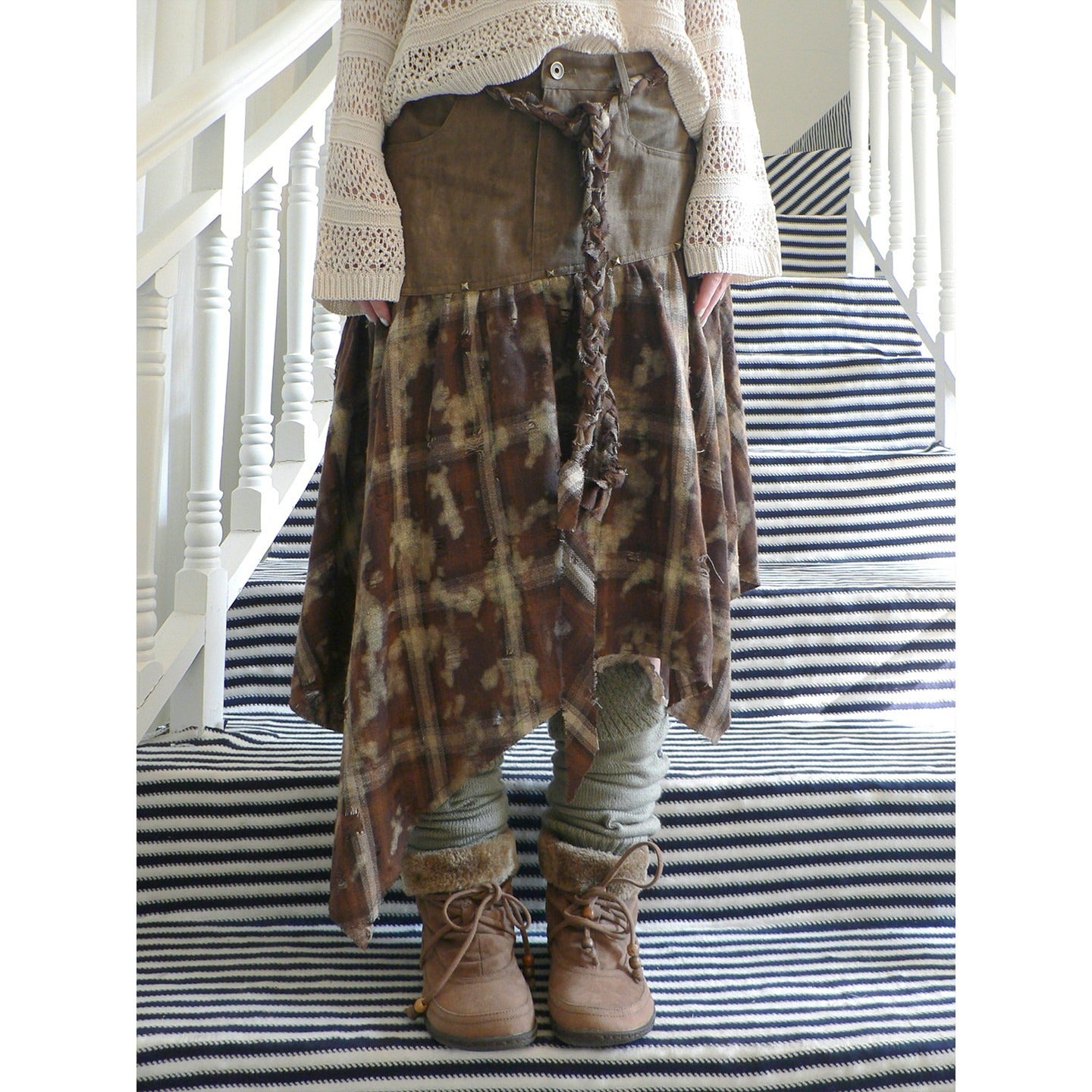 ang_project_Distressed_Tie_Dye_Plaid_Rivet_Patchwork_Asymmetric_Tie_Strap_Women&