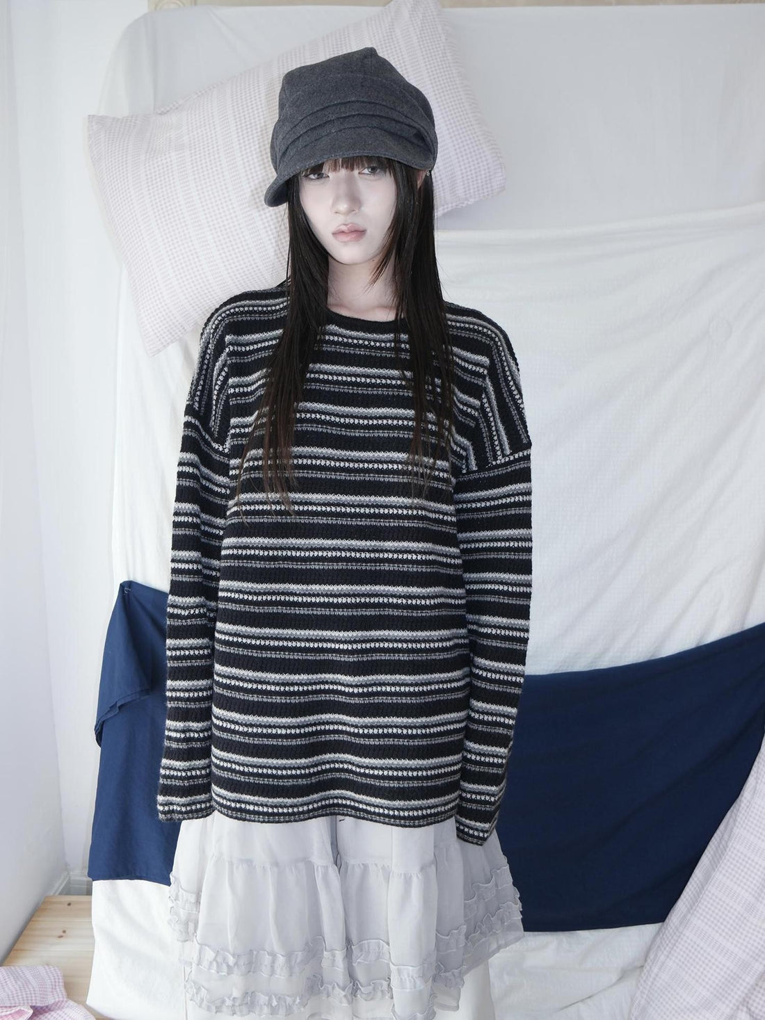 ang project Fair Isle Color Block Striped Loose Knit Women&