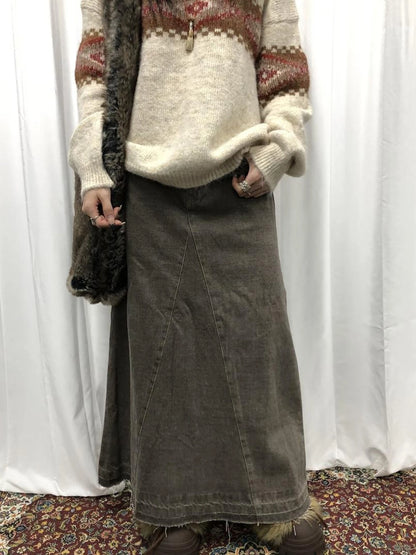 Fair Isle Knit Sweater Women Autumn Winter Vintage Loose Fit Thick Warm