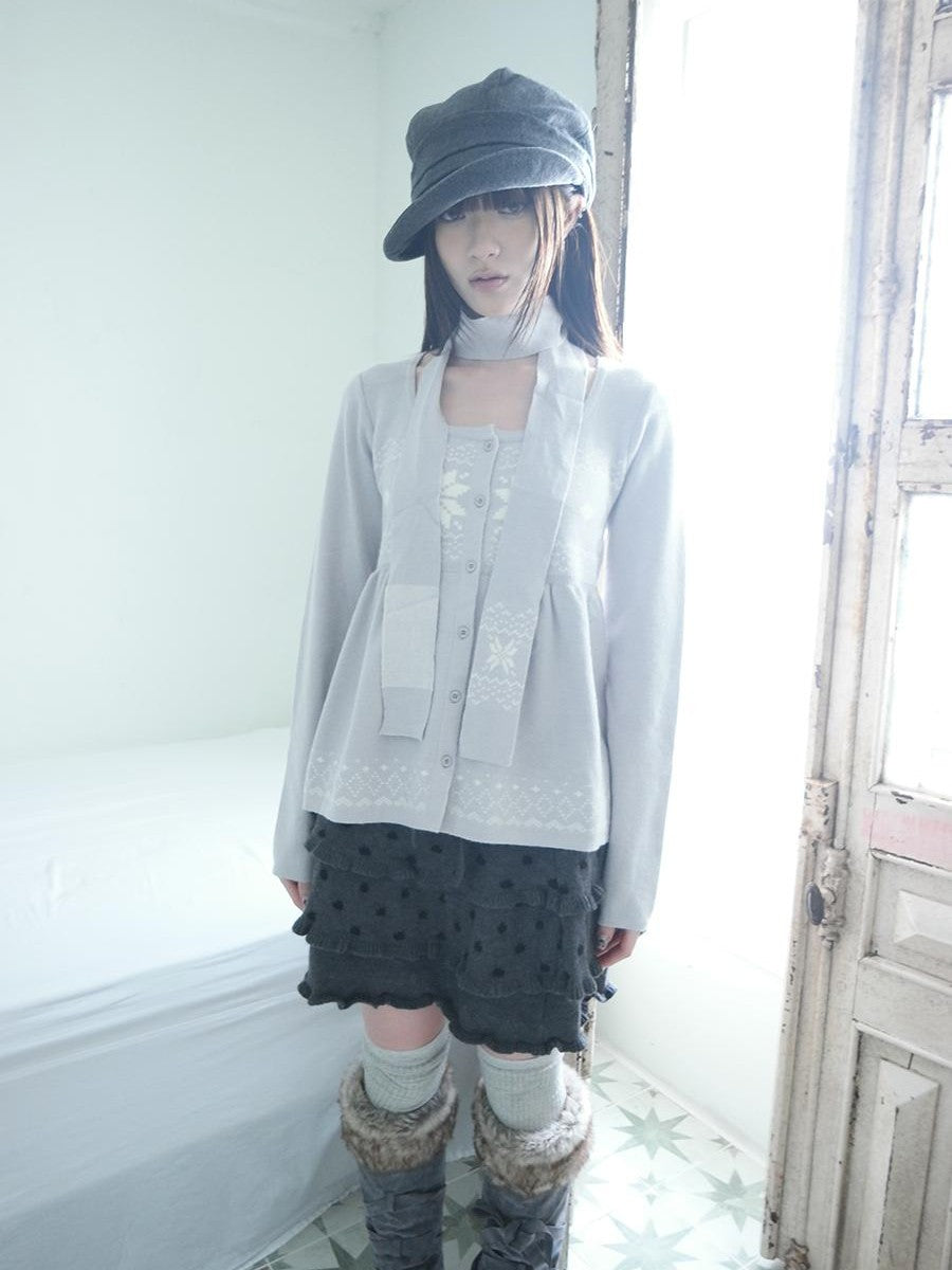 ang project Fair Isle Snowflake Jacquard Button Knit Women&