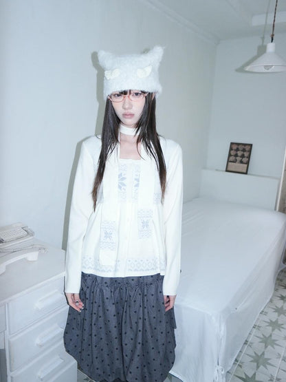 ang project Fair Isle Snowflake Jacquard Button Knit Women&