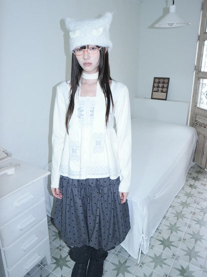 ang project Fair Isle Snowflake Jacquard Button Knit Women&