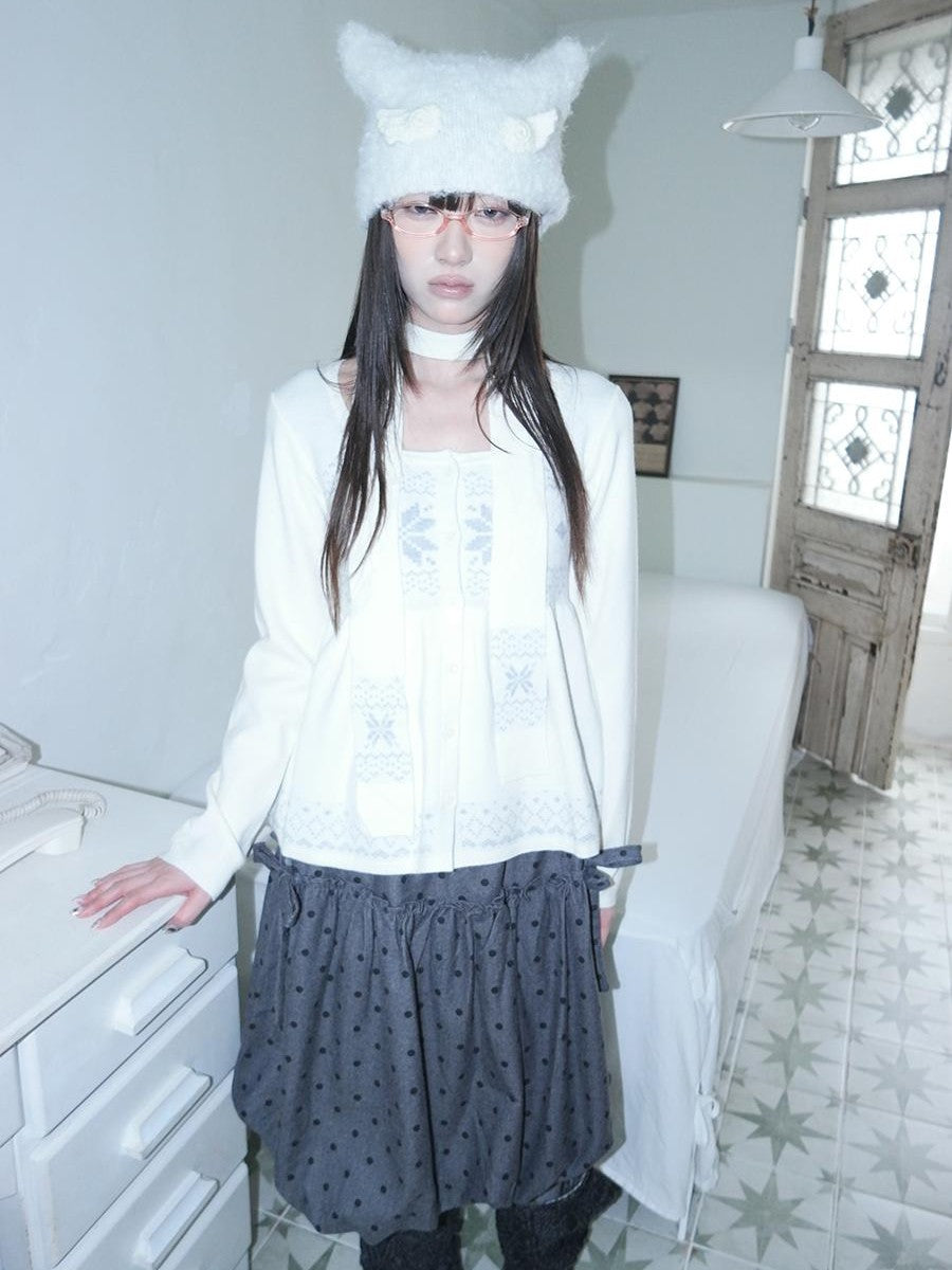 ang project Fair Isle Snowflake Jacquard Button Knit Women&