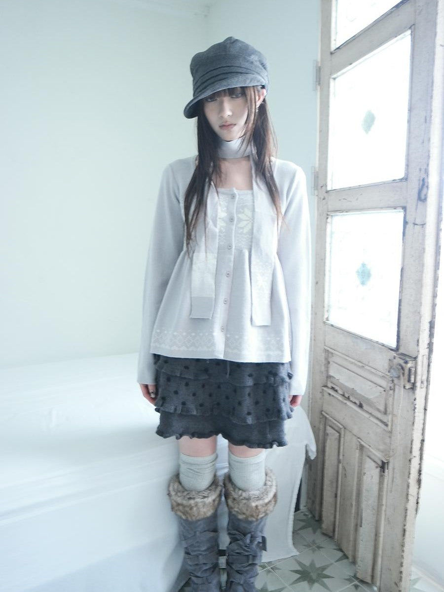 ang project Fair Isle Snowflake Jacquard Button Knit Women&