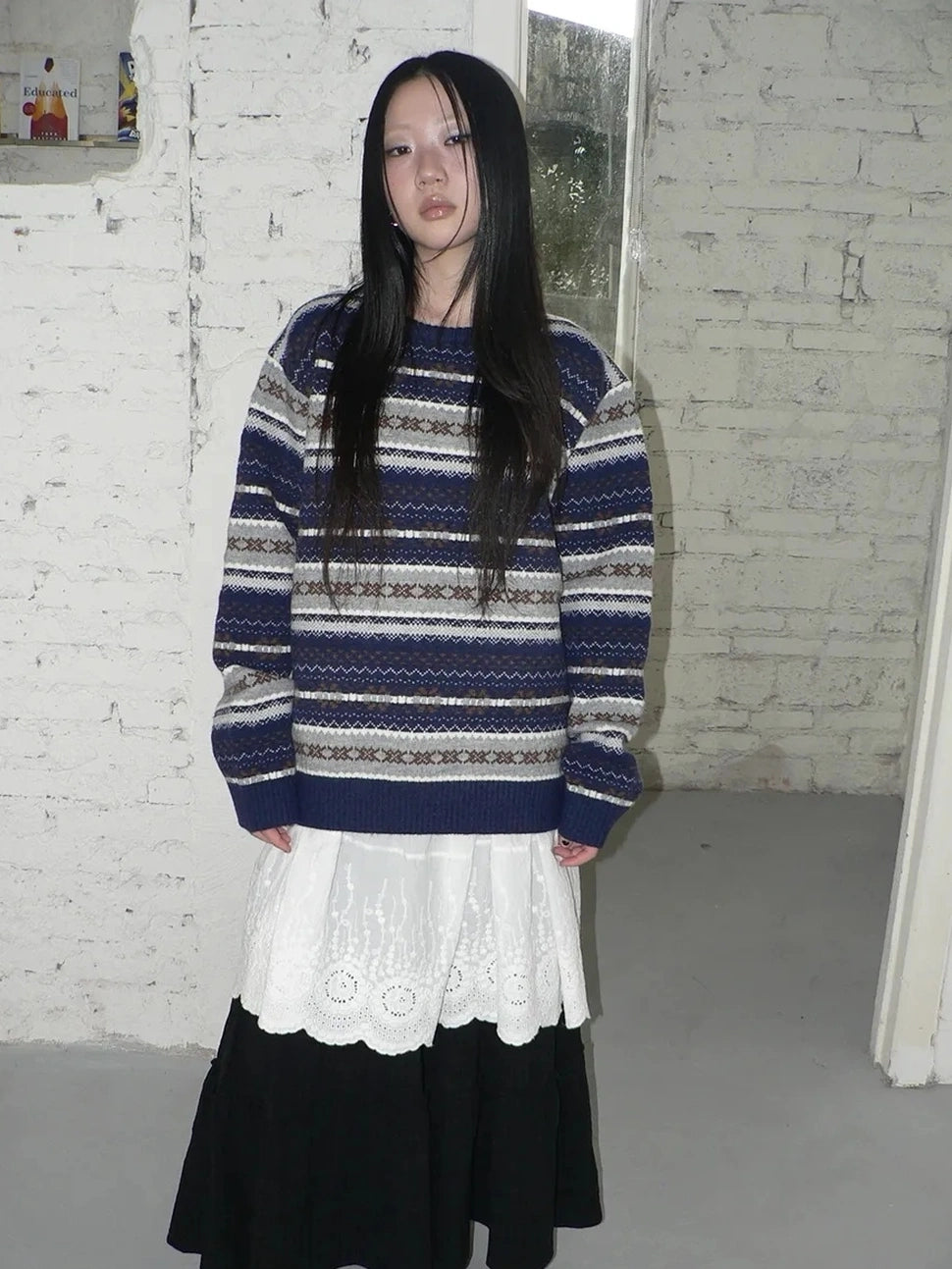 Fair Isle Striped Knit Sweater Sweater