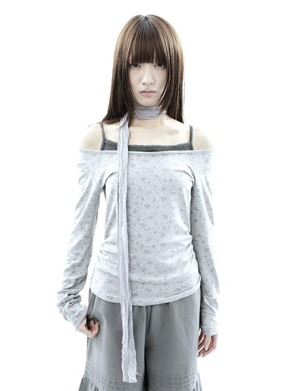 ang project Floral Colorblock Spliced Faux Layered Boat Neck Women&