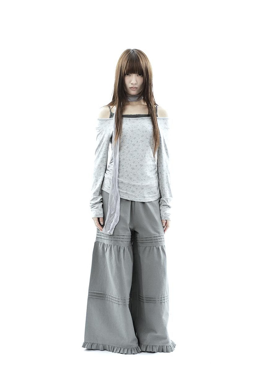 ang project Floral Colorblock Spliced Faux Layered Boat Neck Women&