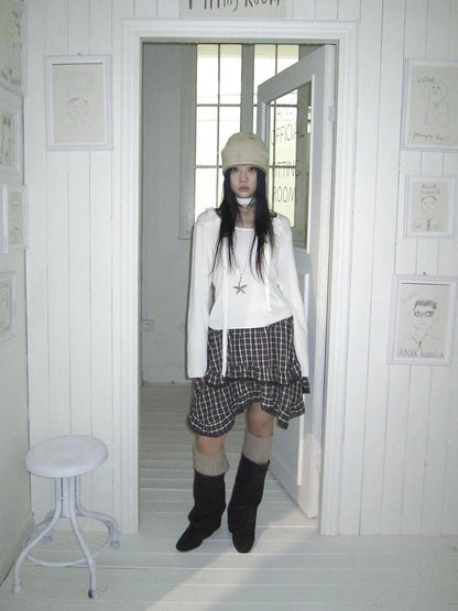 ang project Floral Embellished Round Neck Long Sleeve Knit Top With Detachable Scarf Sweater