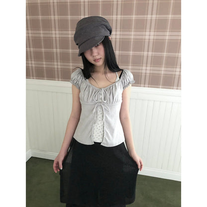 ang_project_Floral_Halter_Tie_Puff_Sleeve_Faux_Layered_Women&