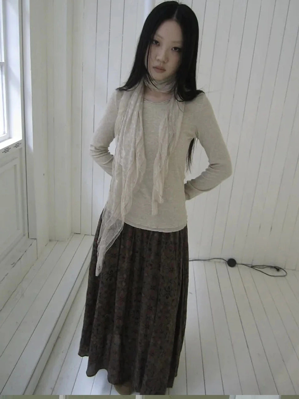 ang project Floral Lace Collar Ruffle Trim Blouse T-shirt