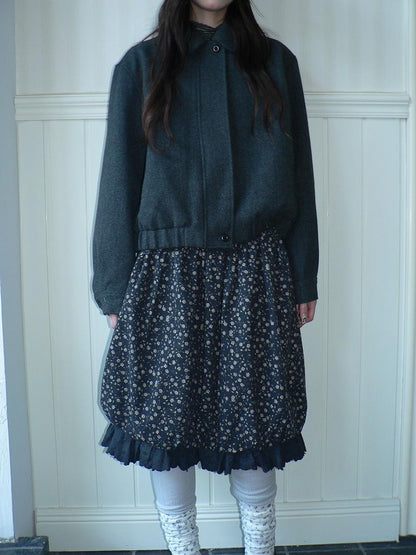 ang project Floral Lace Ruffle Bubble Hem Cotton Women&
