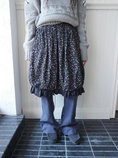 ang project Floral Lace Ruffle Bubble Hem Cotton Women&
