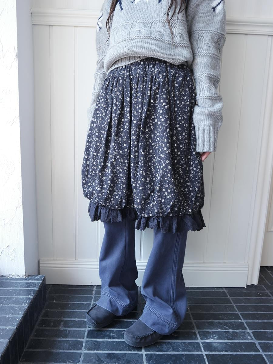ang project Floral Lace Ruffle Bubble Hem Cotton Women&