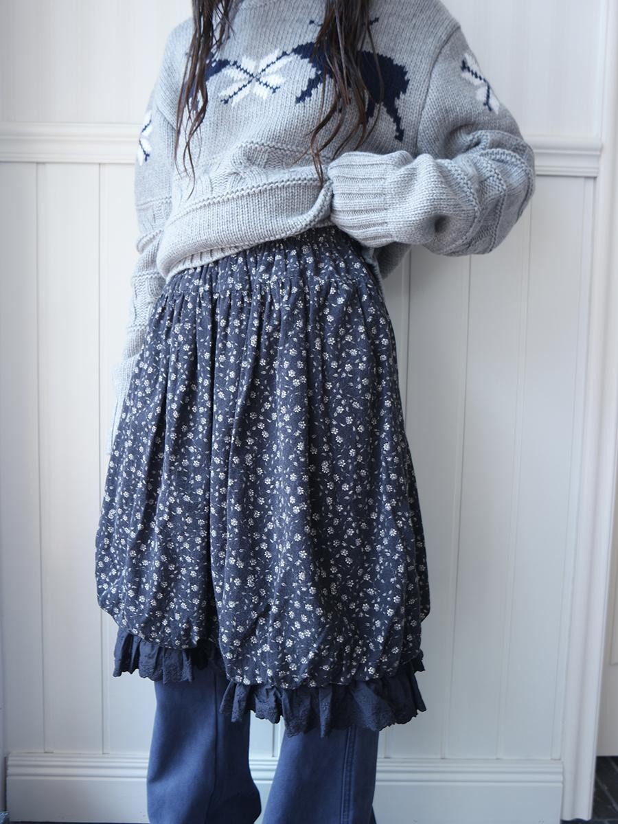 ang project Floral Lace Ruffle Bubble Hem Cotton Women&