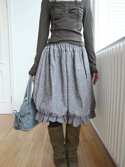 ang project Floral Lace Ruffle Bubble Hem Cotton Women&