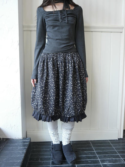 ang project Floral Lace Ruffle Bubble Hem Cotton Women&