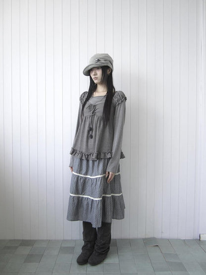 ang project Floral Lace Spliced Ruffle Tiered Women&