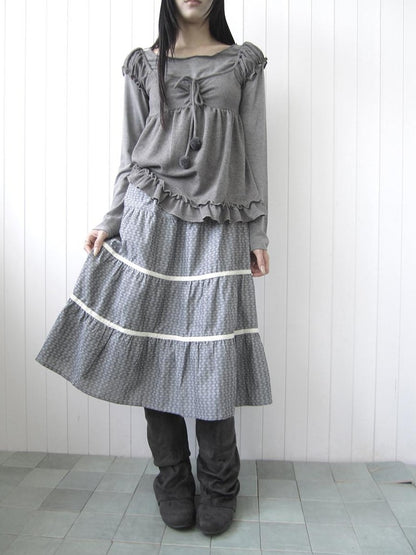 ang project Floral Lace Spliced Ruffle Tiered Women&