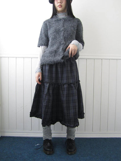 ang project Floral Lace Trim Plaid Skirt With Elastic Waist Skirt