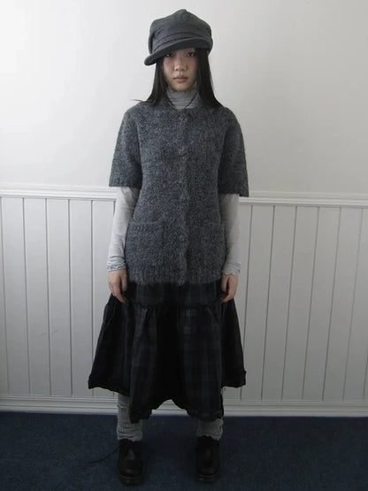 ang project Floral Lace Trim Plaid Skirt With Elastic Waist Skirt