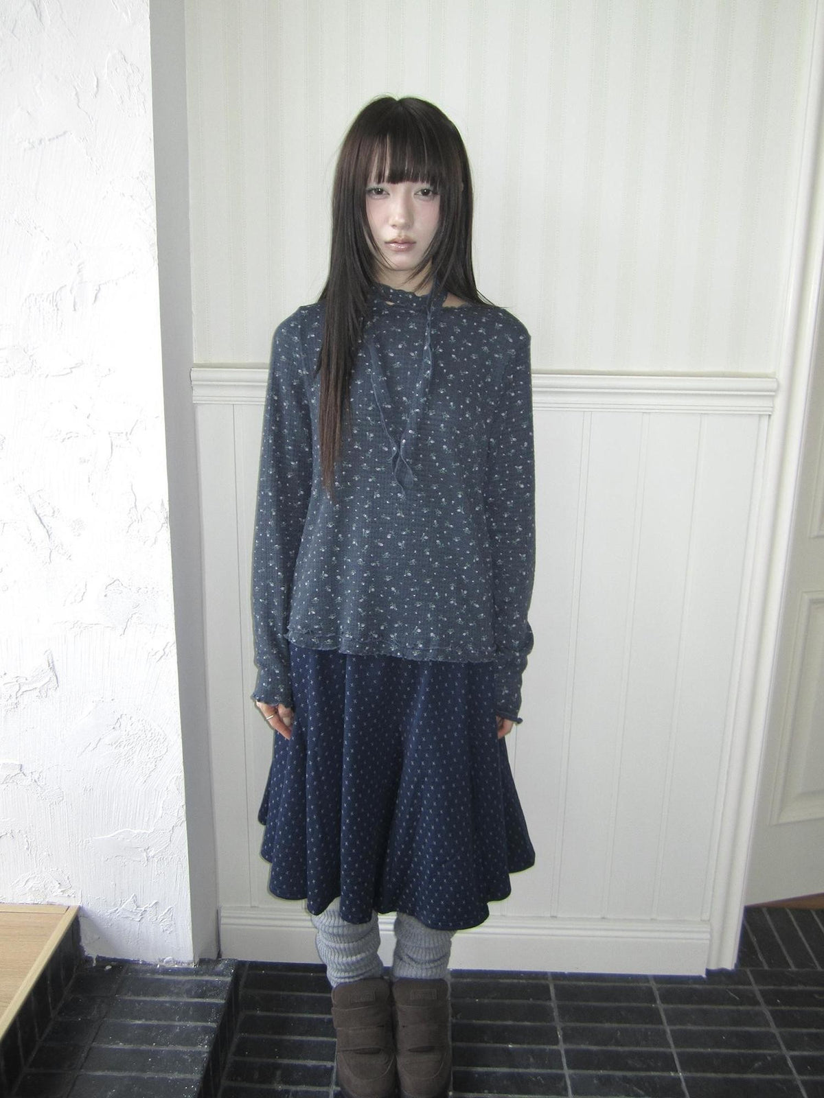 ang project Floral Print Double Ruffle Hem Women&