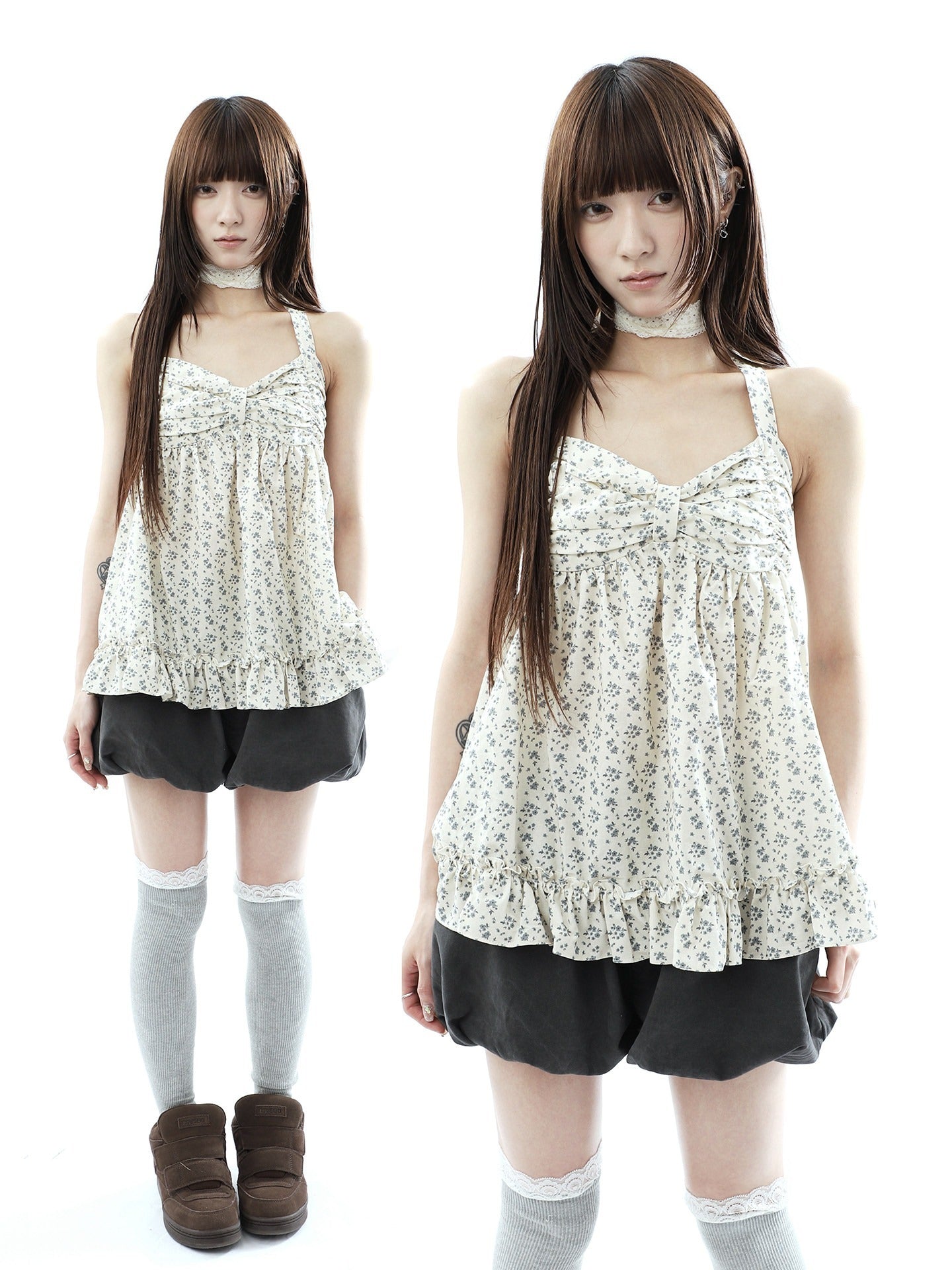 ang_project_Floral_Print_Ruffle_Halter_Tie_V-neck_Loose_Women&