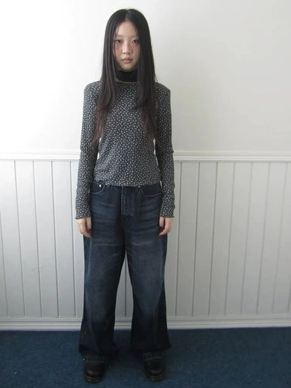 ang project Floral Ruffle Sleeve Stretch Top T-shirt