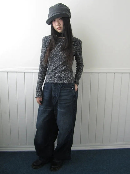 ang project Floral Ruffle Sleeve Stretch Top T-shirt